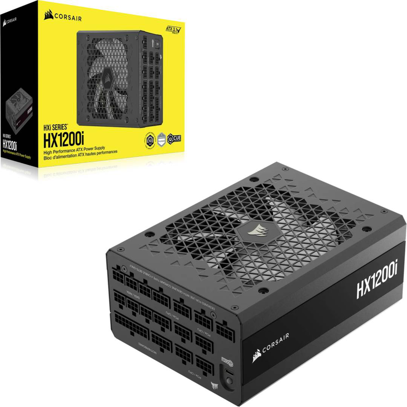 Corsair hx1200i hxi series 1200w cp-9020307-eu atx 3.1 fully modular power supply 80 plus platinum 12v-2x6 black-null