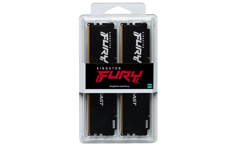 Kingston fury beast - ddr5 - kit - 16GB: 2 x 8GB - dimm 288-pin - 6000 mhz / pc5-48000 - cl30 - 1.4 v - unbuffered - on-die ecc - black-null