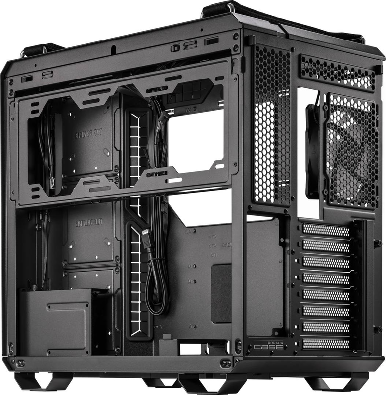 Asus tuf gaming gt502 plus dual-chamber atx mid tower pc case tempered glass 360mm radiator USB-c argb hub black-null