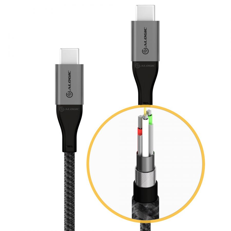 Alogic super ultra - USB cable - 24 pin USB-c (m) to 24 pin USB-c (m) - USB 2.0 - 5 a - 3 m - space grey-null