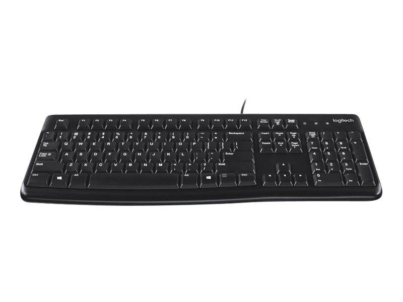 Logitech k120 wired USB keyboard full-size us qwerty spill-resistant black-null