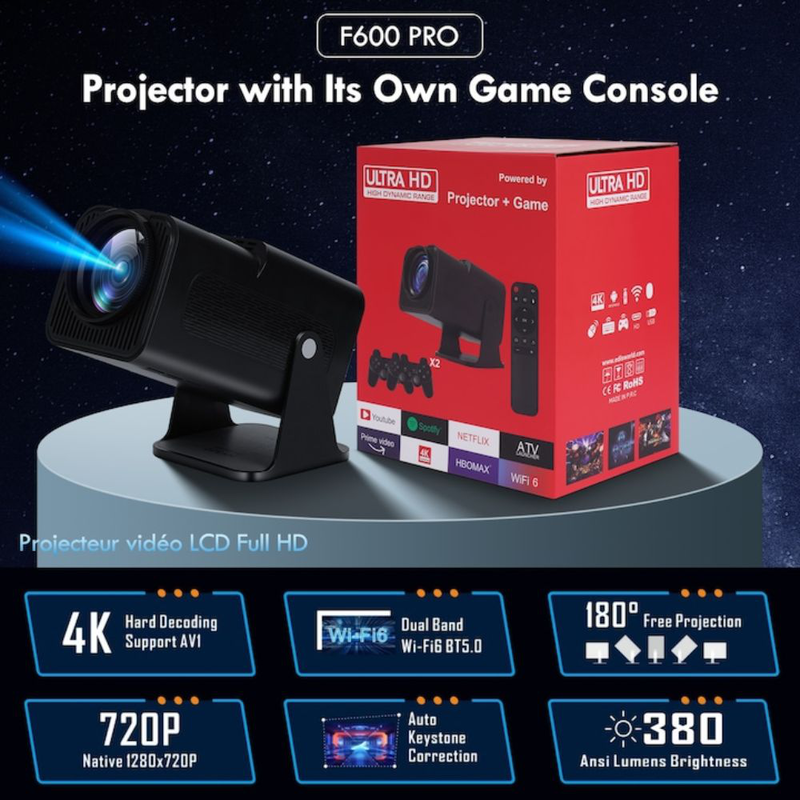 Product image: P30max game projector ultra HD 2σε1 προβολέας pro gaming + home theatre, , medium-null