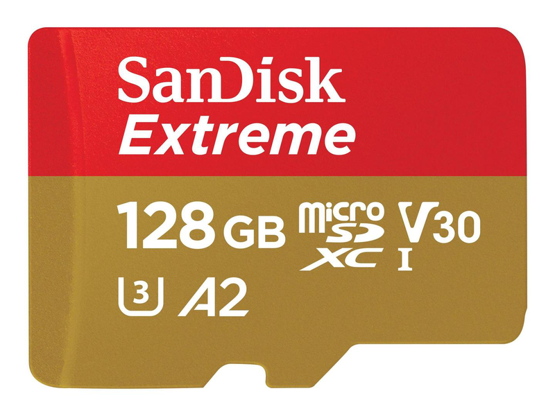 Sandisk extreme / flash memory card (microsdxc to sd adapter included) / 128GB / a2 / video class v30 / uhs-i u3 / class10 / microsdxc uhs-i-null