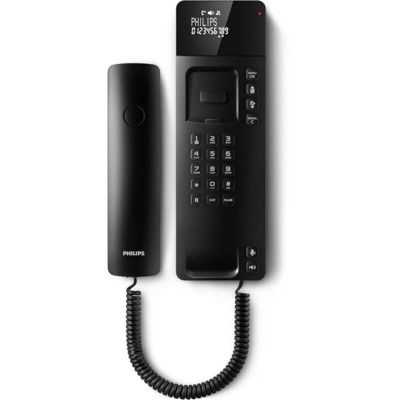 Philips m110b/grs μαυρο ενσυρματο τηλεφωνο γονδολα με οθονη και ανοιχτη ακροαση συμβατο με ακουστικα βαρηκοϊας, , medium image number null