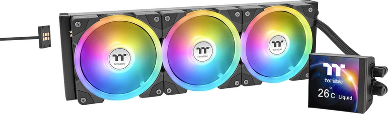 Thermaltake magfloe 420 ultra argb sync aio liquid CPU cooler 420mm 3x140mm swafan ex 3.95in lcd black-null