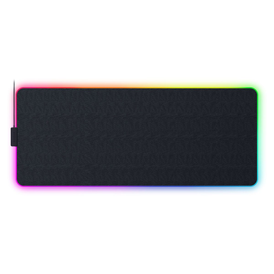 Razer strider chroma hybrid gaming rgb mousepad water-resistant smooth glide anti-slip base, Black, medium