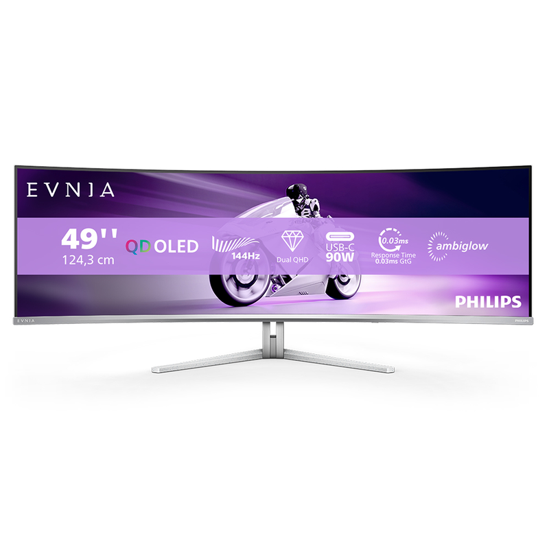 Philips evnia 49m2c8600 49" monitor qd OLED curved 144hz g-sync/freesync 5120x1440, , medium-null