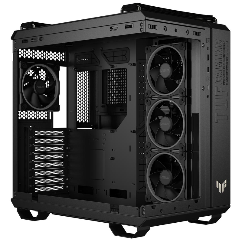 Asus tuf gaming gt502 horizon argb dual-chamber atx mid tower pc case 4x 120mm argb fans USB-c 20GBps tempered glass black-null