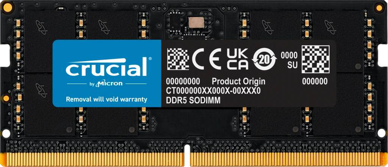 Crucial 48GB ddr5-5600 cl46 sodimm single module 262-pin laptop memory 1.1v on-die ecc-null