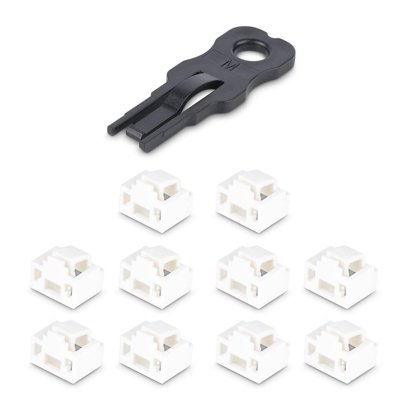 Startech.com rj45 port locks - 10 pack with security key, locking rj45 port blocker/dust cover, reusable ethernet/lan port protector, snap in rj45 dust blocker for servers/switches/wall plates / white-null