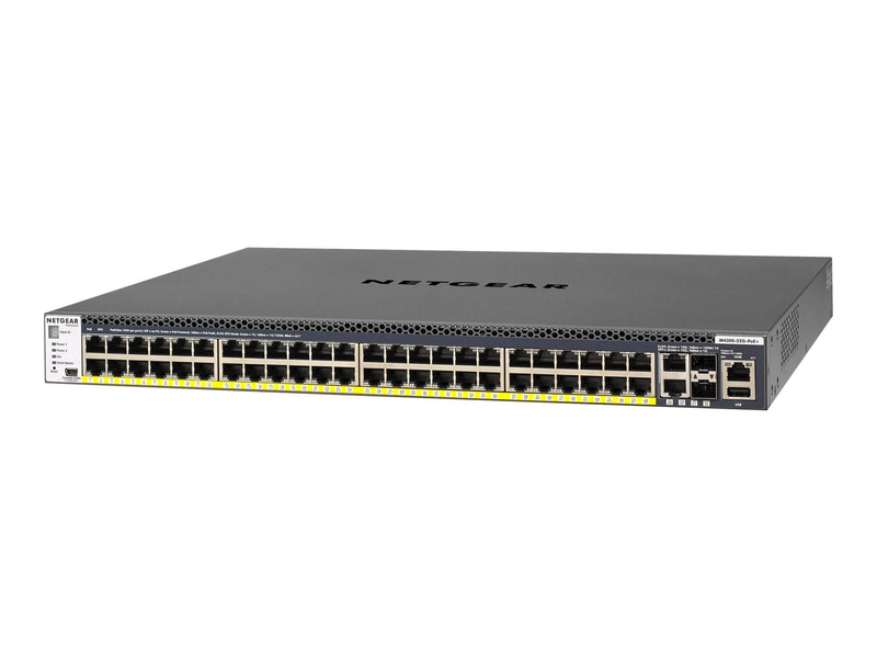 Netgear m4300-52g-poe+ 48-port gigabit poe+ l3 stackable managed switch 480w 4x 10g rackmount-null