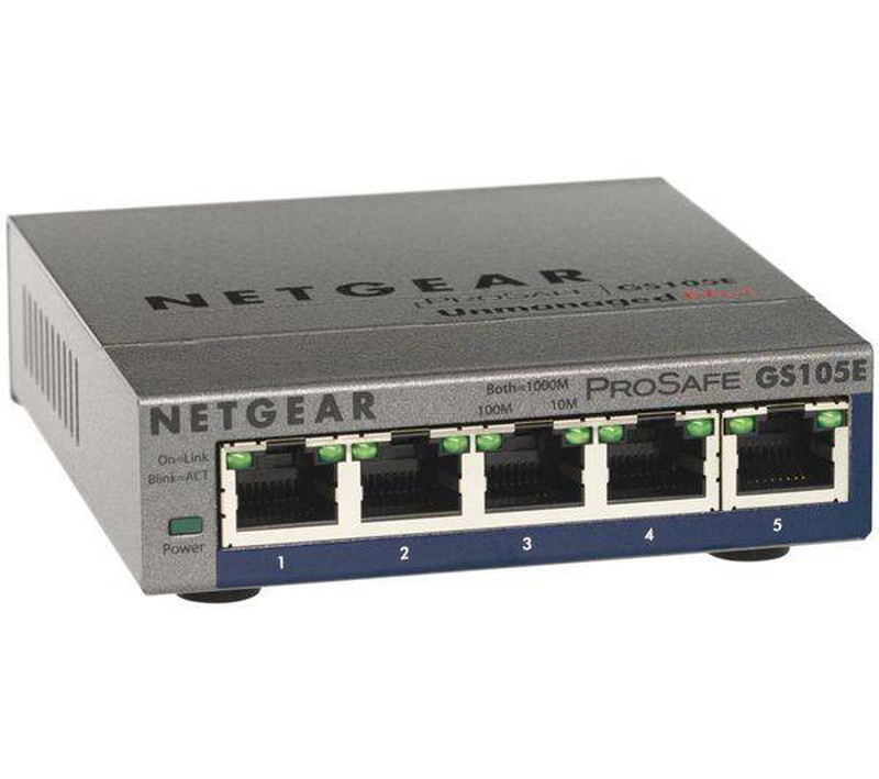 Netgear gs105e prosafe plus 5-port gigabit smart managed switch vlan qos metal case-null