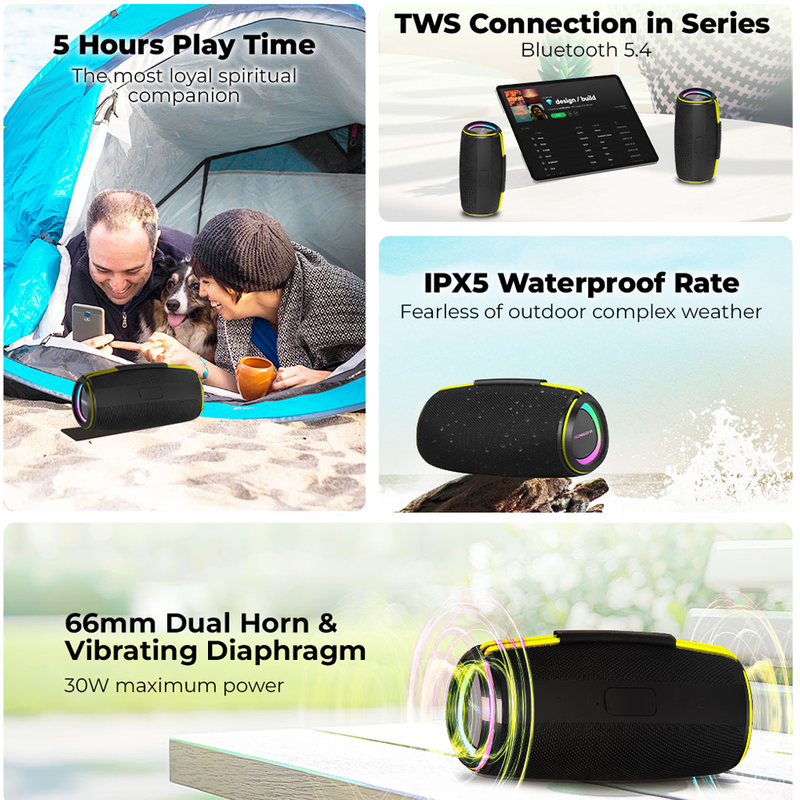 Sonicgear portable speaker tws bt/USB/fm/rgb ipx5 30w sonicgo! Boom 6, , medium-null