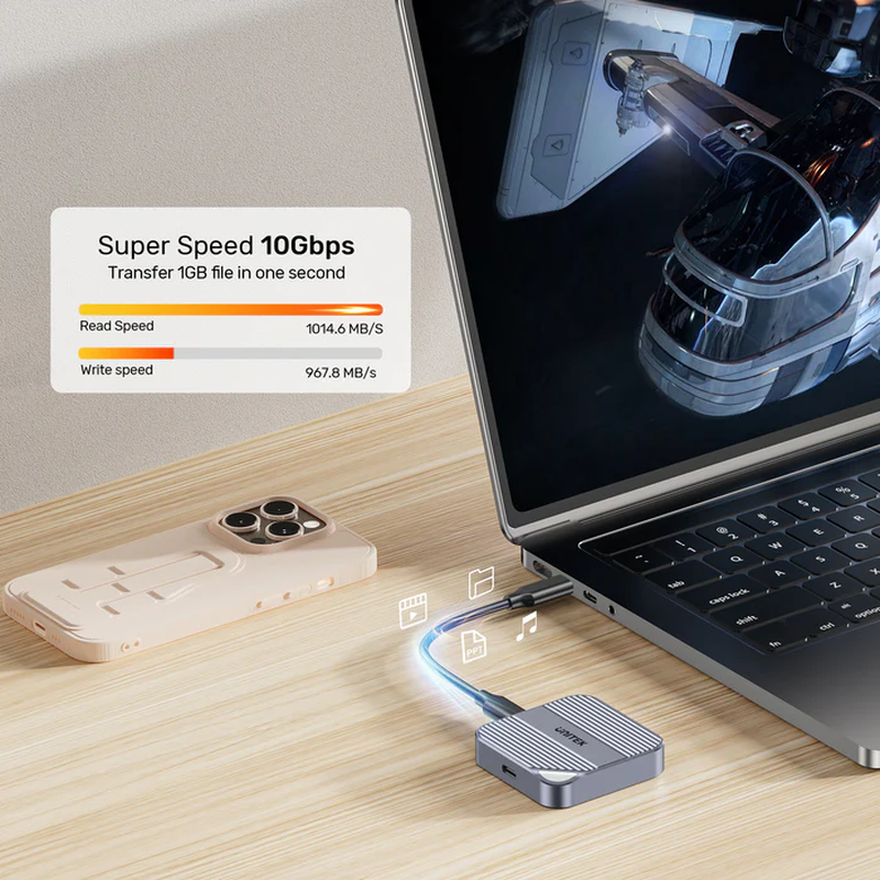 Unitek s1244a USB-c nvme/pcie m2 2230 magnetic SSD enclosure 10GBps pd100w (attach magnetically on the back of smartphone), , medium-null