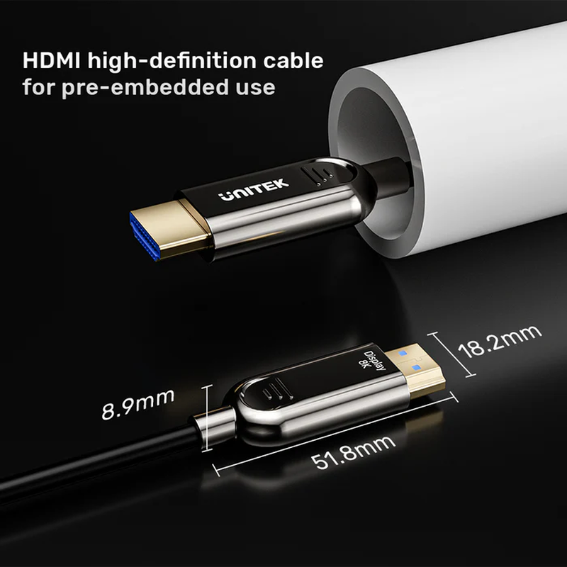Unitek fiber optic HDMI 2.1 cable 8k60hz 30.0m c11085gy-30m, , medium-null