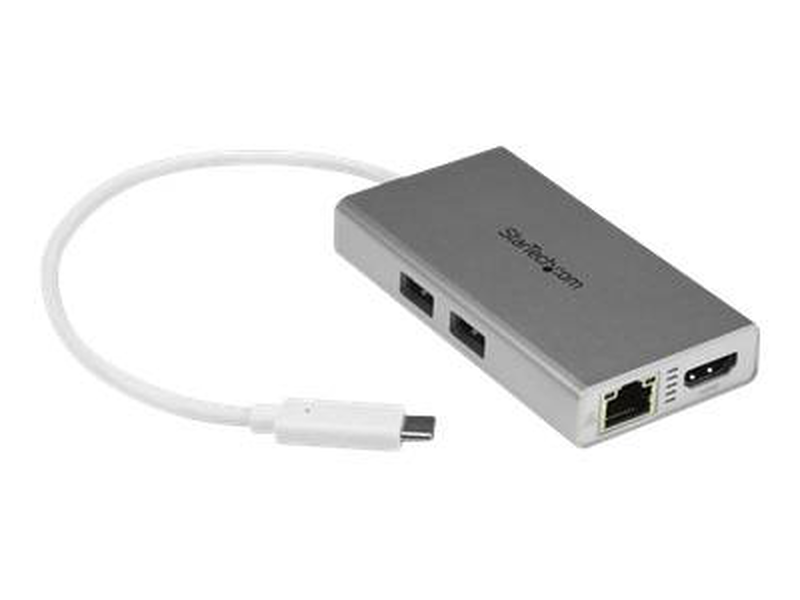 Startech dkt30chpdw USB-c multiport adapter &mdash; 4k HDMI, gigabit ethernet, 2x USB-a 3.0, 60w power delivery pass-through, white-null
