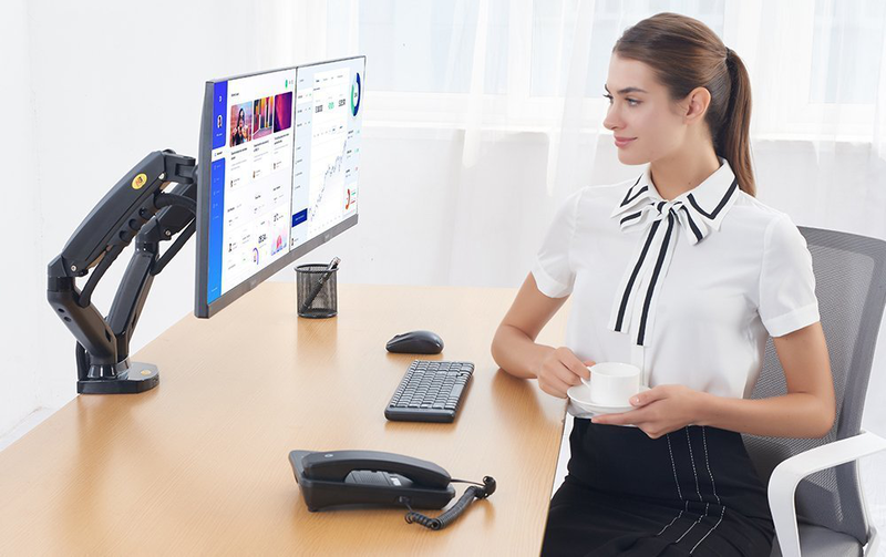 Product image: Nbmounts f160 gas strut desk monitor mount dual arms black, , medium-null