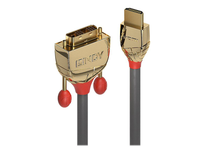 Lindy gold line - video cable - HDMI (m) to dvi-d (m) - 2 m - triple shielded - grey-null