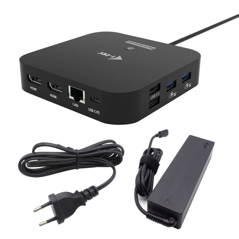 I-tec c31dualhdmidpd100 USB-c dual HDMI docking station 4k 60hz 100w pd charger 4x USB gigabit ethernet black-null