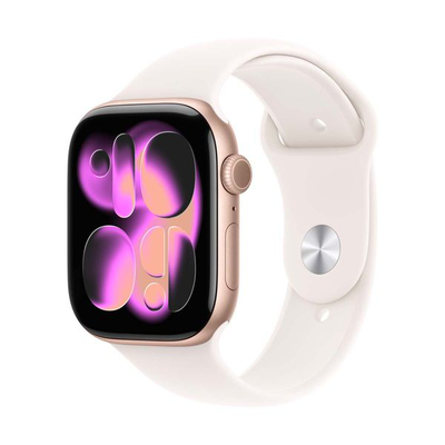 Apple Watch Series 11 GPS 46mm Rose Gold Aluminium Case with Light Blush Sport Band - M/L, Rose Gold, medium