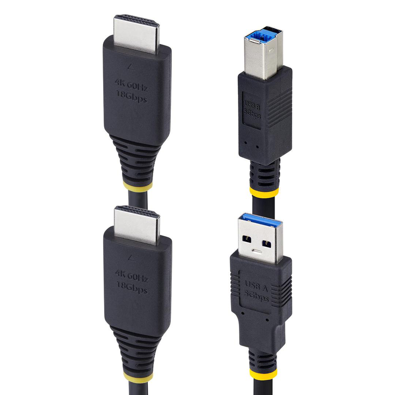 Startech.com 10ft (3m) HDMI and USB 5GBps kvm cable / keyboard / video / mouse (kvm) cable / HDMI, USB type a (m) to HDMI, USB type b (m) / 3 m / 4k60hz support, hdr10 support / black-null