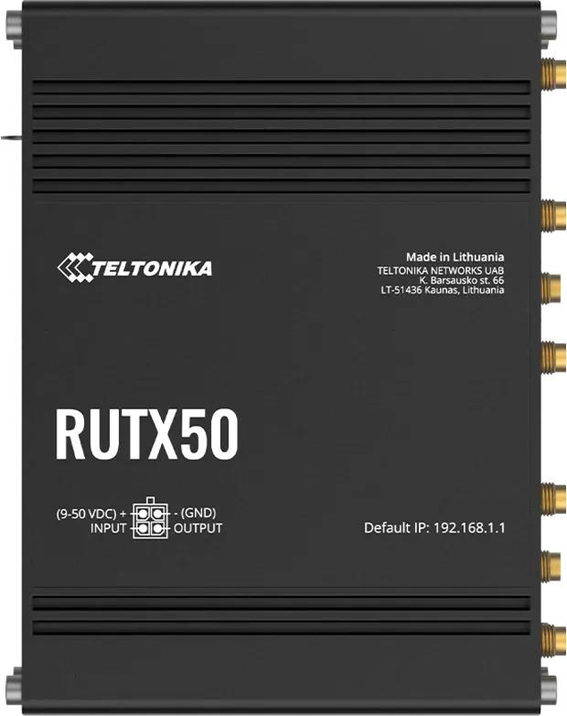 Teltonika rutx50 industrial 5G router dual sim Wi-Fi 5 5x gigabit ethernet gnss digital i/o rutos grey-null