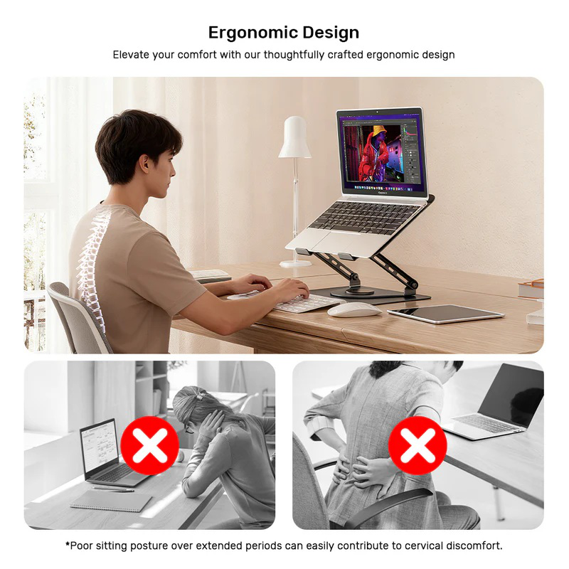 Unitek ot1098a laptop stand with 360 rotation & detachable cooling fan, , medium-null