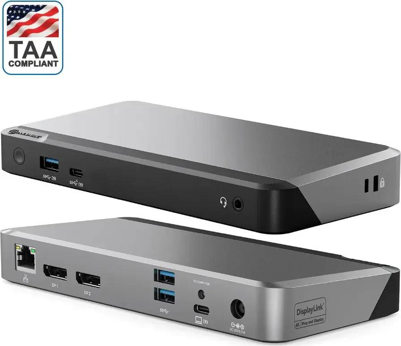 Alogic dx2 duprdx2-100 USB-c displaylink docking station dual 4k60 displayport 1GBe 3x USB-a 100w pd space grey-null