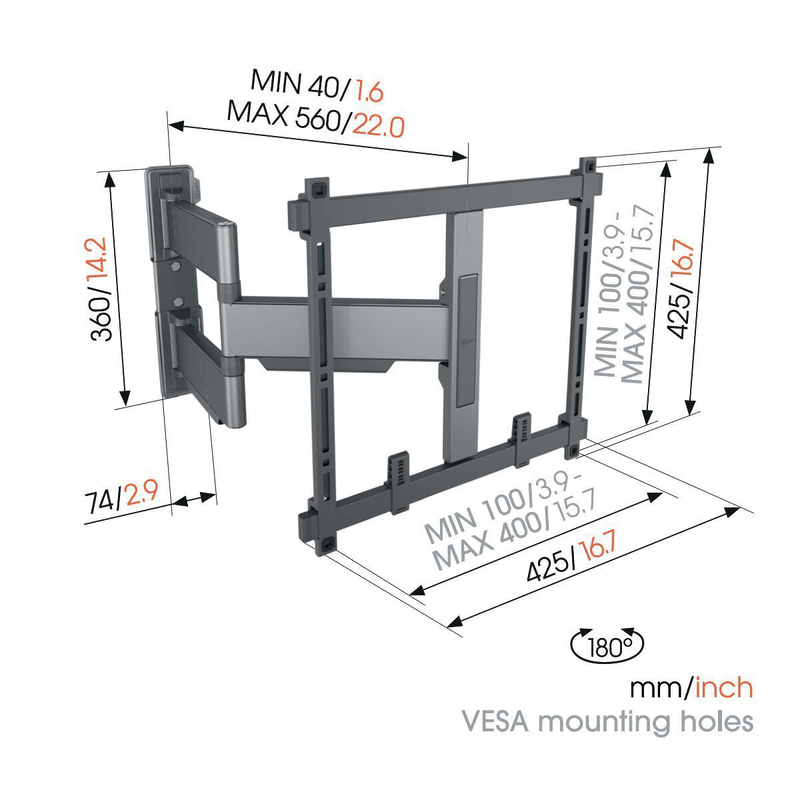 Product image: Vogels elite TVm5445 TV wall mount 40×40 turn 2 arms 35kg 56cm, , medium-null