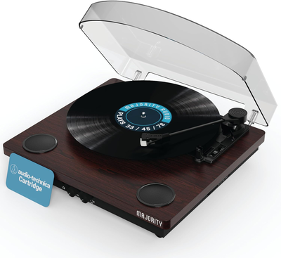 Majority turntable moto audio technica cartridge digital record, cut & bt, Brown, medium