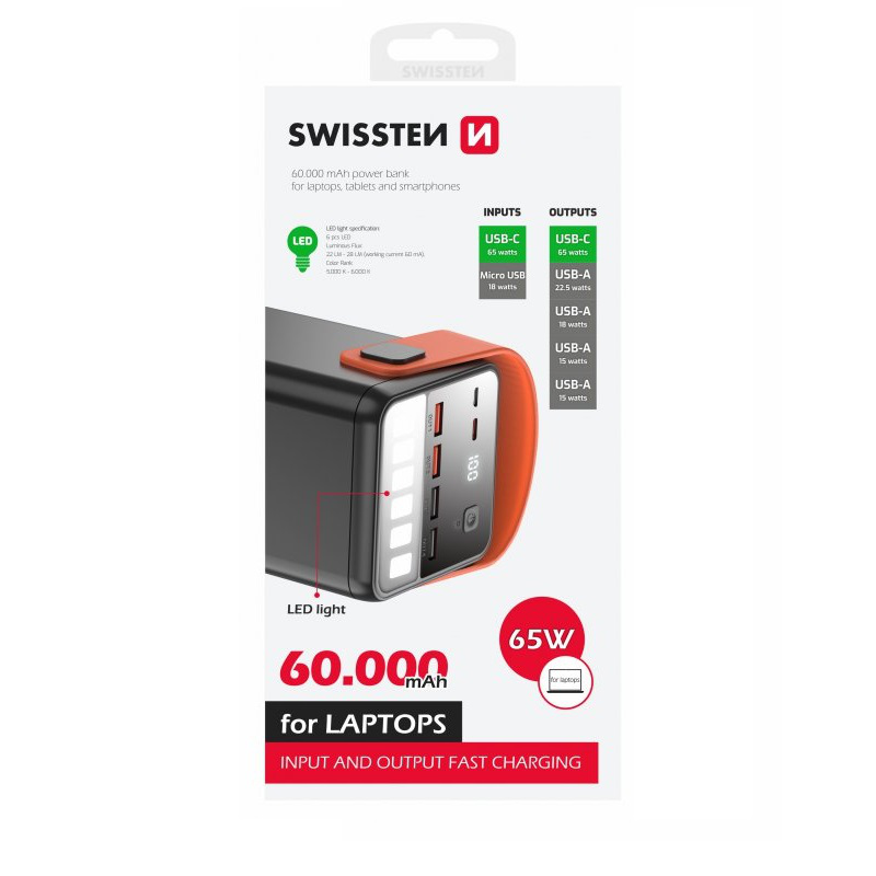 Swissten power line 60000mAh 65w powerbank black, , medium image number null