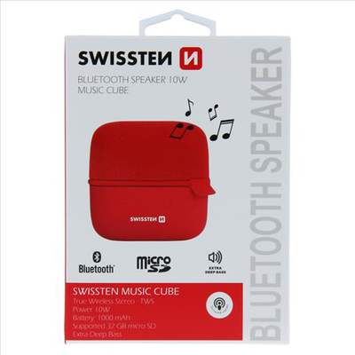 Swissten music cube red bluetooth speaker
