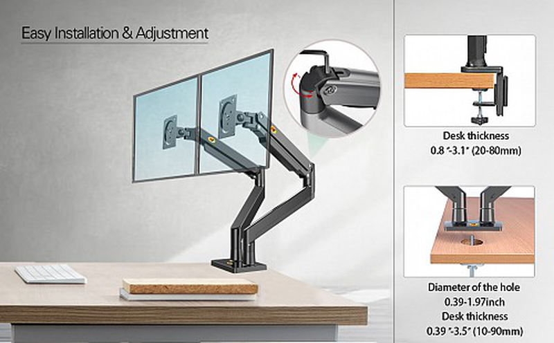 Nbmounts nbg35 - dual arm extra long gas monitor desk mount-null