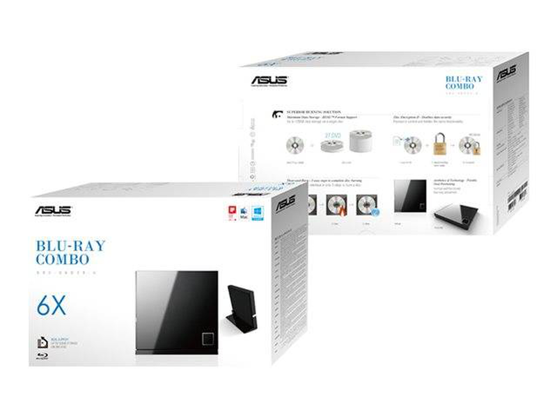 Asus sbc-06d2x-u external slim blu-ray combo drive bd reader dvd writer 6x bdxl m-disc USB 2.0 black-null
