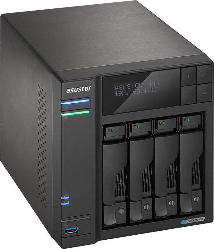 Asustor lockerstor 4 Gen2 as6704t 4-bay nas intel celeron n5105 4GB ddr4 4x m.2 nvme dual 2.5GBe diskless black 90-as6704t00-md30-null