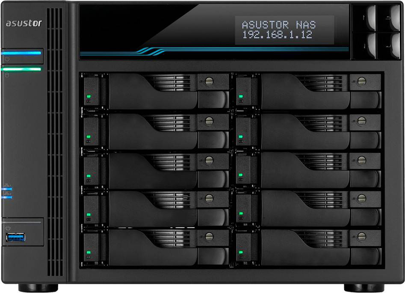 Asustor lockerstor 10 as6510t 10-bay tower nas intel atom c3538 8GB dual 10GBe dual 2.5GBe m.2 diskless black-null