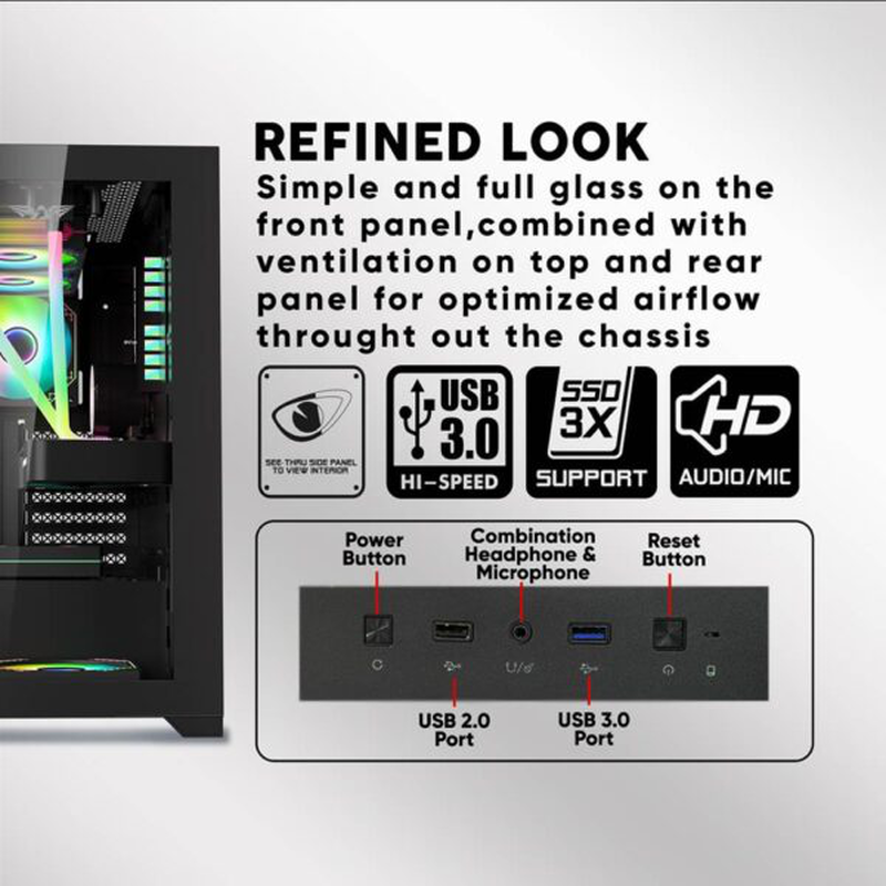 Armaggeddon aquaron micro atx gaming case black, , medium-null