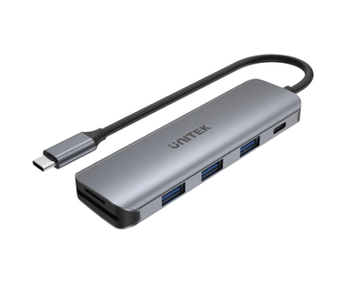 Unitek h1107c alum Type-C hub 3x USB3.1/sd/pd100w hub space grey, , medium