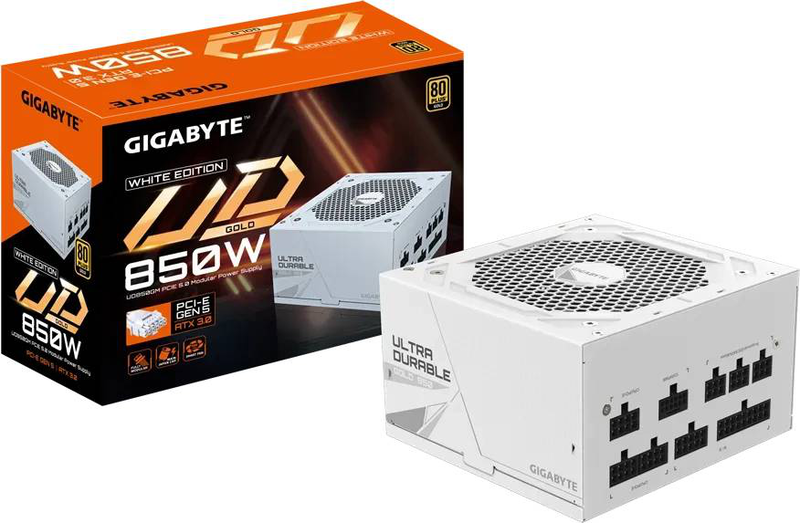 Gigabyte ud850gm pg5 white 850w gp-ud850gm pg5w atx 3.0 fully modular power supply 80 plus gold pcie 5.0-null
