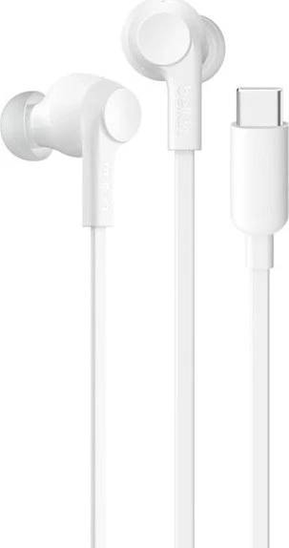 Belkin soundform anc wired earbuds USB-c g3h0003hqwh 12mm drivers hi-res audio ipx5 in-line mic white-null