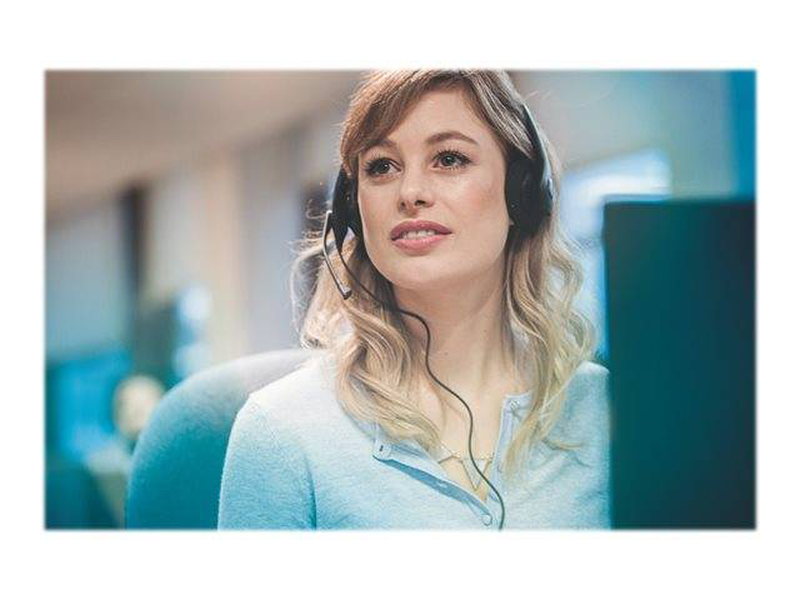 Jabra biz 1500 duo USB stereo headset noise cancelling mic HD voice peakstop in-line controls black 1559-0159-null