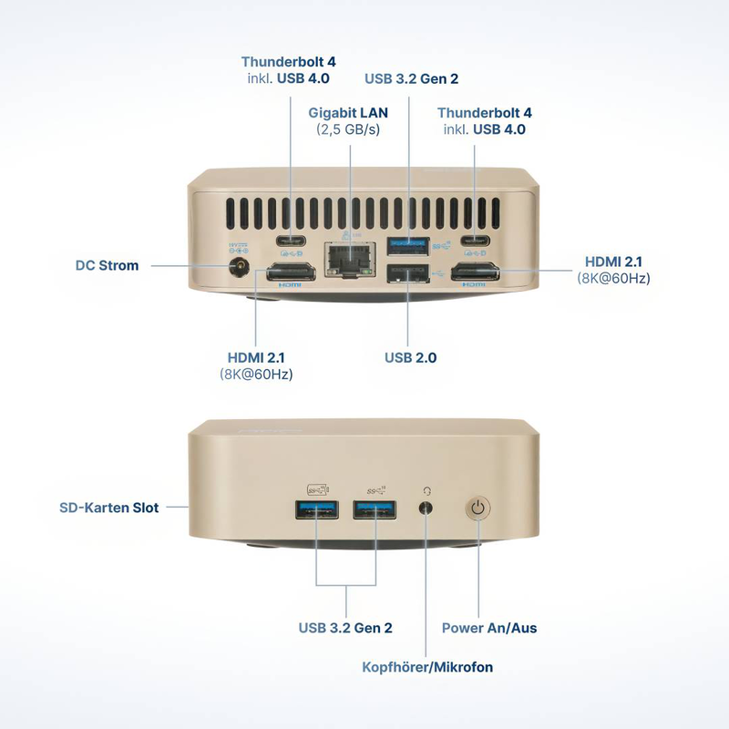 Futurenuc lux mini pc Intel Core i5-12450h 8-core 16GB ddr4 512GB nvme SSD windows 11 pro iris xe graphics  gold-null