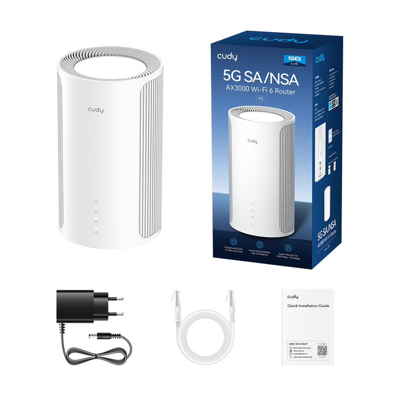 Cudy router 5G nr cat6 ax3000 dual band gigabit Wi-Fi 6 mesh vpn p2, , medium-null
