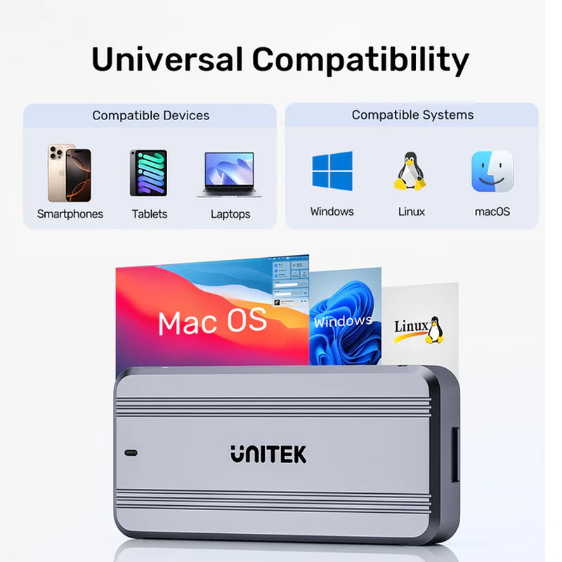 Unitek USB-c nvme/pcie enclosure USB 4.0 40GBps w/cooling fan s1242a, , medium-null