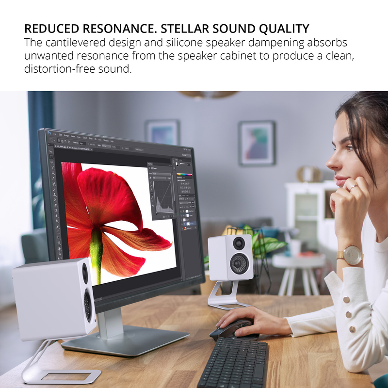 Kanto se2 elevated desktop speaker stands for small speakers - white, pair-null