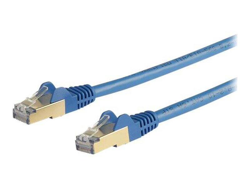 Startech.com 5m cat6a ethernet cable, 10 gigabit shielded snagless rj45 100w poe patch cord, cat 6a 10GBe stp network cable w/strain relief, blue, fluke tested/ul certified wiring/tia - category 6a - 26awg (6aspat5mbl) - patch cable - rj-45 (m) to rj-45 (-null