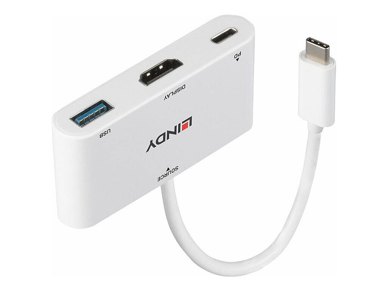 Lindy 43340 USB-c to HDMI 4k converter USB-a 3.2 port 100w pd black-null