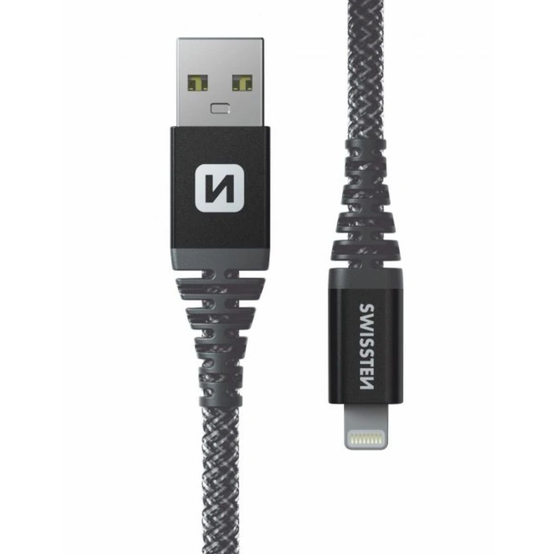 Swissten kevlar &kappa;&alpha;&lambda;ώ&delta;&iota;&omicron; USB &sigma;&epsilon; lightning 60w (3a) extra durable 1.5m 71543010, , medium-null