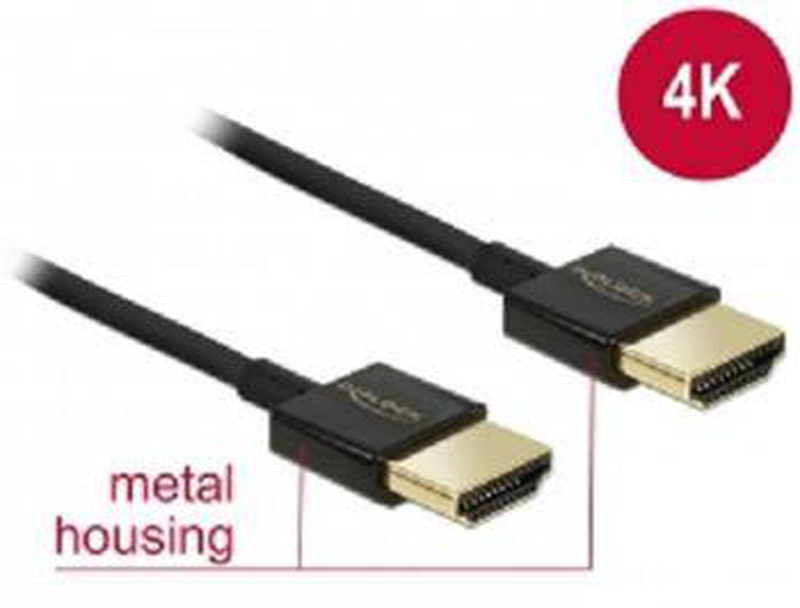 Delock 84773 | slim HDMI 2.0 | 2m | 4k@60hz | triple shielded | short connectors, , medium-null