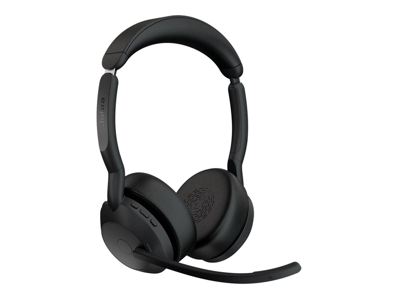 Jabra evolve2 55 uc stereo wireless bluetooth on-ear headset link 380a anc busylight charging stand black-null